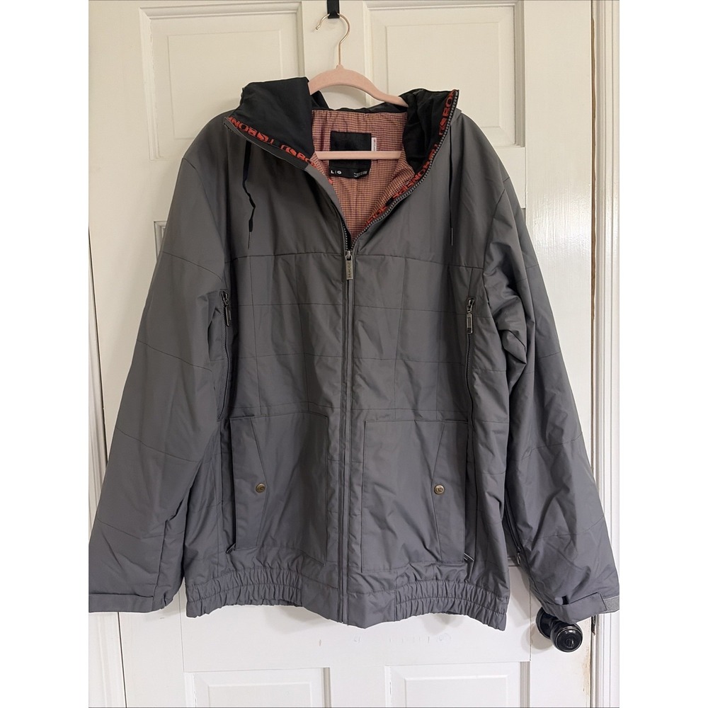 Vtg Bonfire Hooded Snow Boarding Jacket Gray Men's Sz L Quilted